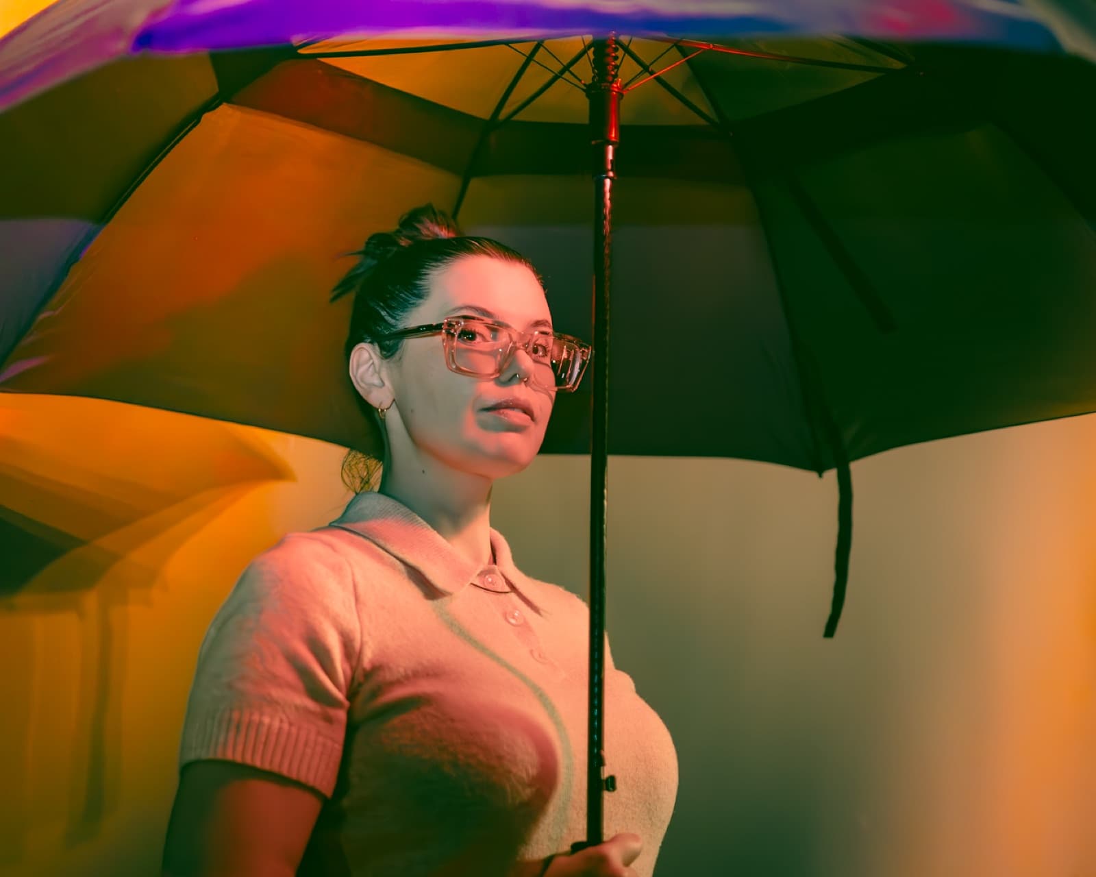 The Heather Network, Edmonton DJ, under an umbrella. Rain or shine.